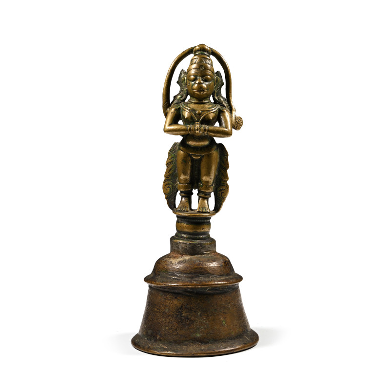 Indian Sacred Copper-Alloy Bell with Hanuman Monkey God Handle. Late 19th-early ...