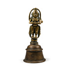 Indian Sacred Copper-Alloy Bell with Hanuman Monkey God Handle. Late 19th-early 20th century A.D.