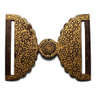 Mughal Inlaid Iron Sword Belt Buckle. Late 18th century A.D.