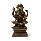 Indian Sacred Copper-alloy Seated Hindu God. Circa 18th-19th century A.D.