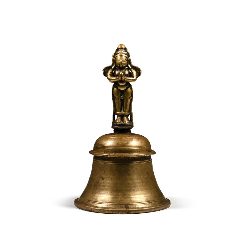 Indian Sacred Copper-Alloy Bell with Hindu God Handle. Late 19th-early 20th cent...