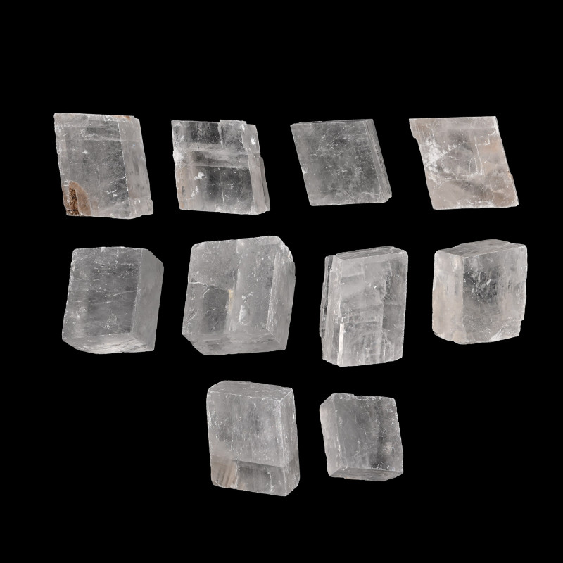 Iceland Spar Large Mineral Specimen Group [10]. Comprising ten parallelepiped sp...