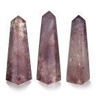 Cut and Polished Purple Amethyst Crystal Obelisk Trio.