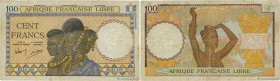 Country : FRENCH EQUATORIAL AFRICA 
Face Value : 100 Francs type 1941 
Date : (31 mai 1943) 
Period/Province/Bank : Afrique Française Libre 
French Ci...