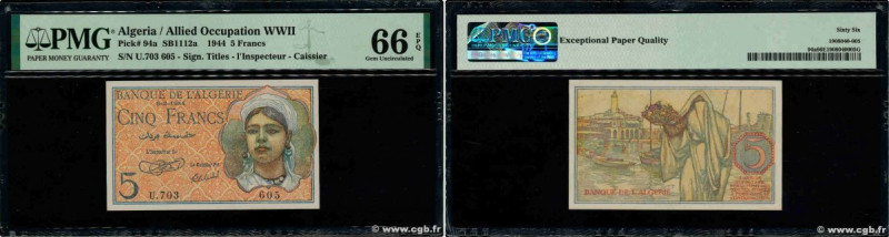 Country : ALGERIA 
Face Value : 5 Francs 
Date : 08 février 1944 
Period/Provinc...