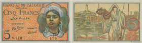 Country : ALGERIA 
Face Value : 5 Francs 
Date : 02 octobre 1944 
Period/Province/Bank : Banque de l'Algérie 
Catalogue reference : P.94b 
Alphabet - ...