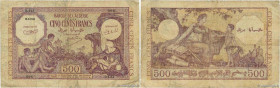 Country : ALGERIA 
Face Value : 500 Francs 
Date : 15 septembre 1944 
Period/Province/Bank : Banque de l'Algérie 
Catalogue reference : P.95 
Addition...
