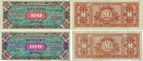 Country : GERMANY 
Face Value : 20 et 100 Mark Lot 
Date : 1944 
Period/Province/Bank : Alliierte Militärbehörde - Seconde Guerre Mondiale 
Catalogue ...