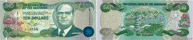Country : BAHAMAS 
Face Value : 10 Dollars 
Date : 2000 
Period/Province/Bank : The Central Bank of the Bahamas 
Catalogue reference : P.64 
Alphabet ...