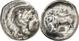 (405-385 a.C.). Italia. Hyria. Didracma. (S. 294) (CNG. I, 435). 7,16 g. BC/MBC.
