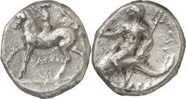 (272-240 a.C.). Italia. Taras. Didracma. (S. 374 var) (CNG. I, 889 var). 6,16 g. MBC.