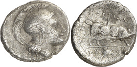 (350-300 a.C.). Italia. Thurium. Trióbolo. (S. falta) (CNG. I, 1267 var). Incisión en canto. 1 g. MBC-.