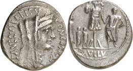 (62 a.C.). Gens Aemilia. Denario. (Bab. 10) (Craw. 415/1). Pátina oscura. 3,68 g. MBC/MBC+.