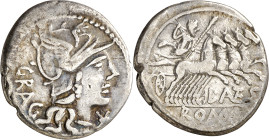 (hacia 136 a.C.). Gens Antestia. Denario. (Bab. 9) (Craw. 238/1). 3,84 g. MBC-.