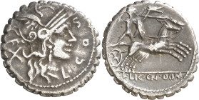 (hacia 118 a.C.). Gens Cosconia. Denario. (Bab. 1) (Craw. 282/2). 3,89 g. MBC+.