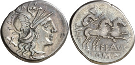 (hacia 150 a.C.). Gens Decimia. Denario. (Bab. 1) (Craw. 207/1). 3,87 g. MBC+/MBC.