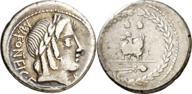 (hacia 85 a.C.). Gens Fonteia. Denario. (Bab. 9) (Craw. 353/1a). 3,73 g. MBC/MBC-.