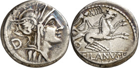 (91 a.C.). Gens Junia. Denario. (Bab. 15) (Craw. 337/3). 3,74 g. MBC.