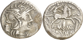 (hacia 134 a.C.). Gens Marcia. Denario. (Bab. 8) (Craw. 245/1). 3,73 g. MBC.