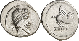 (hacia 90 a.C.). Gens Titia. Denario. (Bab. 1) (Craw. 341/1). Algo descentrada. 3,86 g. MBC+.