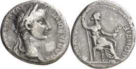 (después 16 d.C.). Tiberio. Denario. (Spink 1763) (S. 16a) (RIC. 30). 3,61 g. BC+/MBC-.