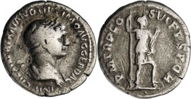 (116 d.C.). Trajano. Denario. (Spink 3148) (S. 274) (RIC. 355). Grieta radial. Rayitas en reverso. 2,59 g. BC+/MBC-.