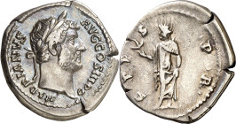 (137-138 d.C.). Adriano. Denario. (Spink 3542 var) (S. 1413) (RIC. 2359). 3,48 g. MBC+/MBC.