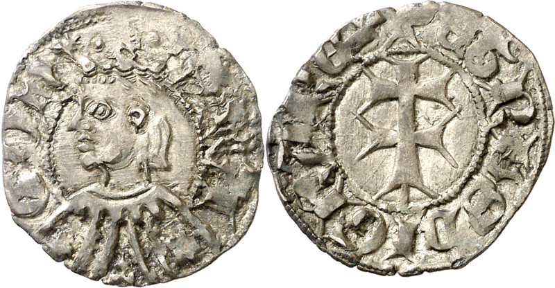 Pere III (1336-1387). Zaragoza. Dinero jaqués. (Cru.V.S. 463) (Cru.C.G. 2276). 1...