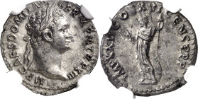 (93-94 d.C.). Domiciano. Denario. (Spink 2737 var) (S. 283) (RIC. 763). Anv.: IMP. CAES. DOMIT. AVG. GERM. P. M. TR. P. XIII. Su cabeza laureada. Rev....
