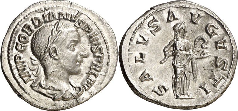 (241-242 d.C.). Gordiano III. Denario. (Spink 8681) (S. 325) (RIC. 129A). Anv.: ...