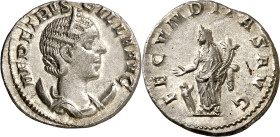 (250-251 d.C.). Herennia Etruscilla. Antoniniano. (Spink 9492) (S. 8) (RIC. 55b). Anv.: HER. ETRVSCILLA AVG. Su busto diademado y drapeado sobre creci...