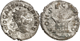(258 d.C.). Valeriano II. Antoniniano. (Spink 10608 var) (S. 12) (RIC. 24). Anv.: DIVO CAES. VALERIANO. Su cabeza radiada. Rev.: CONSECRATIO. Altar en...