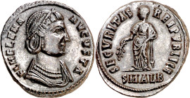 (326 d.C.). Helena. Alejandría. AE 19. (Spink 16629) (Co. 12) (RIC. 38). Anv.: FL. HELENA AVGVSTA. Su busto diademado y drapeado Rev.: SECVRITAS REIPV...