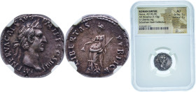Rome Roman Empire 96 - 98 AR Denarius - Nerva (LIBERTAS PVBLICA, Libertas; Schulman Vault Collection, Original purple red toning, It is very difficult...