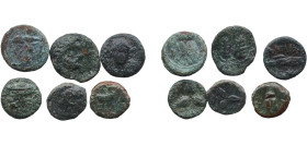 Greece (ancient) 3rd - 1st Centuries BC AE Coinage (Lot of 6 Coins) Bronze VF