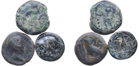 Greece (ancient) 3rd - 1st Centuries BC AE Coinage (Lot with 3 coins) Bronze VF