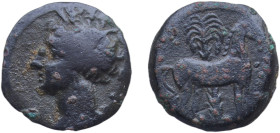 Greece (ancient) Carthaginian Empire Zeugitana 400 BC - 350 BC AE (Tanit, Horse & palm) Bronze Carthage Mint 2.2g VF GCV 6444 MAA 18 SNG Copenhagen 10...