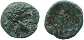 Greece (ancient) Metapontion Lucania 300 BC - 250 BC AE (Zeus & Barley ear) Bronze 2.42g VF HN Italy 1684 HGC 1