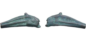 Greece (ancient) Olbia Skythia 520 BC - 360 BC AE Dolphin Bronze Olbia, Moesia Mint 2.18g VF GCV 1684 BMC Greek 361