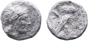 Greece (ancient) Tarentum Calabria 302 BC - 280 BC AR Drachm (Athena & Owl) Silver 2.48g VF