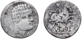 Iberia (ancient) City of Turiasu Lusones people 125 BC - 101 BC AR Denarius Silver Turiaso, Hispania Mint 3.71g VF ACIP 1718 CNH 17 FAB 2416 GCV 30 He...