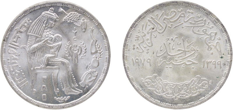 Egypt Arab Republic of Egypt AH 1399 (1979) 1 Pound (Year of the Child) Silver (...