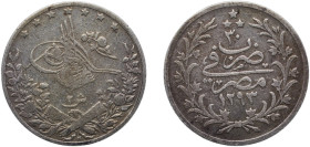 Egypt Ottoman Empire AH 1293//30 (1904) H 2 Qirsh - Abdul Hamid II Silver (.833) Heaton and Sons / The Mint Birmingham Limited (500000) 2.7g VF KM 293...