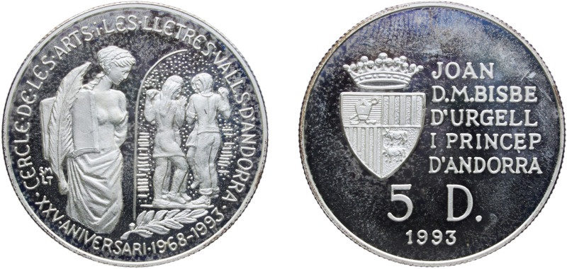 Andorra Principalty 1993 5 Diners - Joan Martí i Alanis (Andorran Circle of Arts...