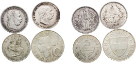 Austria 1894 - 1967 Coinage (Lot with 4 coins, Weight all 22.65gr) Silver AU