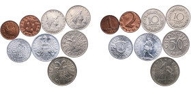 Austria 1925 - 1952 Coinage (Lot with 8 coins) Vienna Mint UNC