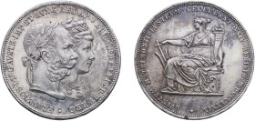 Austria Austro-Hungarian Empire 1879 2 Gulden - Franz Joseph I (Silver Wedding Jubilee) Silver (.900) Vienna Mint (275000) 24.64g UNC X M5 Her 824
