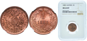 Austria Austro-Hungarian Empire 1885 1 Kreuzer Copper Vienna Mint (138200000) 3.3g NGC MS 64 KM 2187