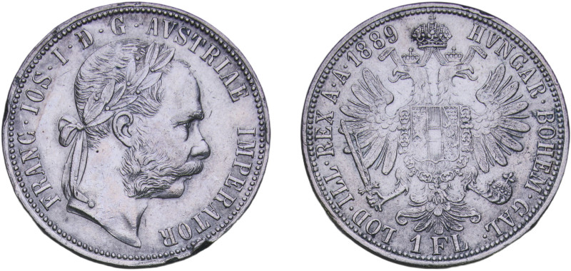 Austria Austro-Hungarian Empire 1889 1 Florin - Franz Joseph I Silver (.900) Vie...