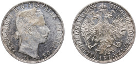 Austria Empire 1858 A 1 Florin - Franz Joseph I Silver (.900) Vienna Mint (15571025) 12.32g UNC Some Original luster KM 2219